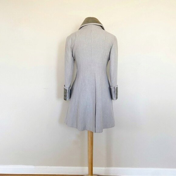 Vintage 1960s Military Style Wool Coat Velvet Collar Cuffs Gray 4 - Picture 10 of 10